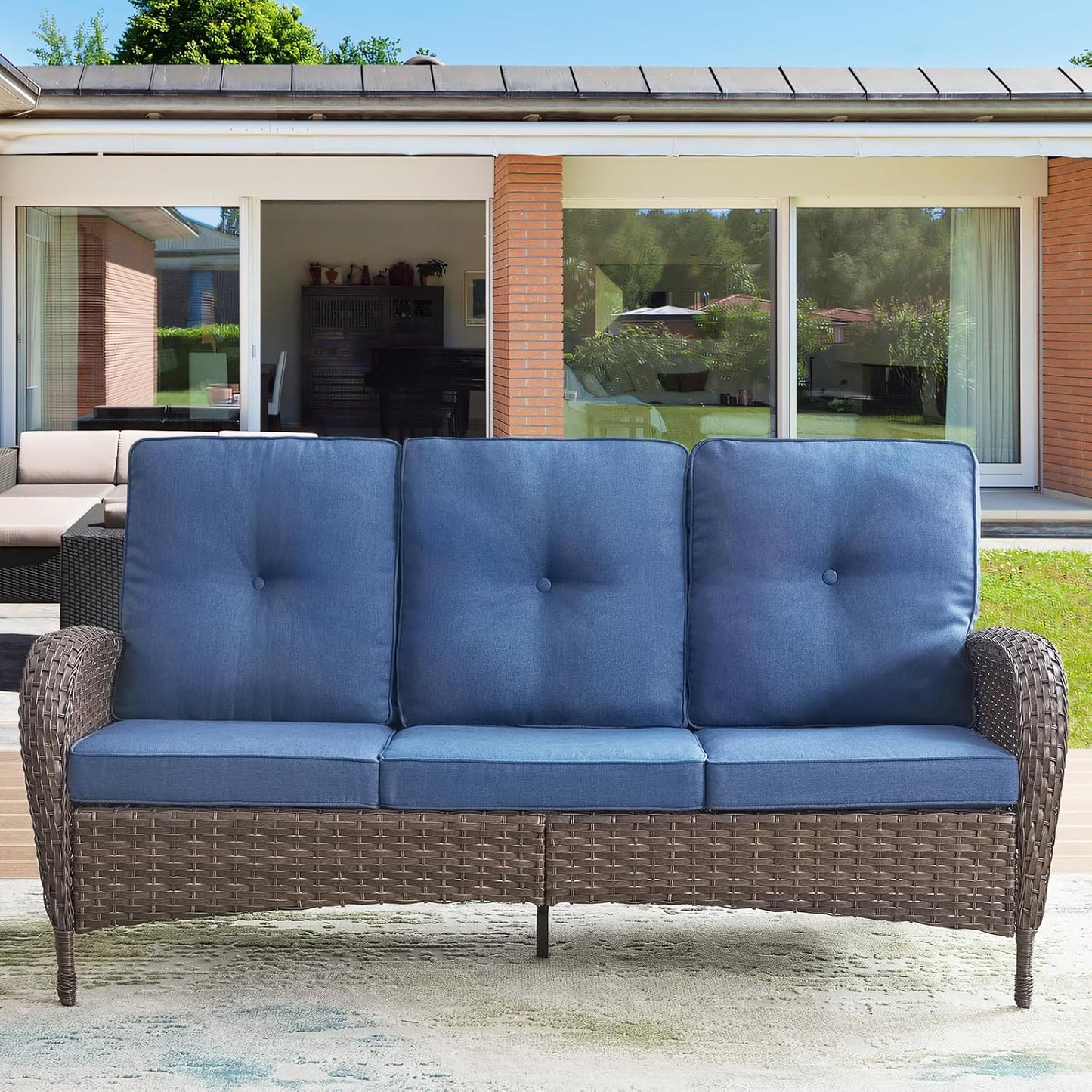 Outdoor Rattan Couch with Thick Cushions for Ultimate Comfort