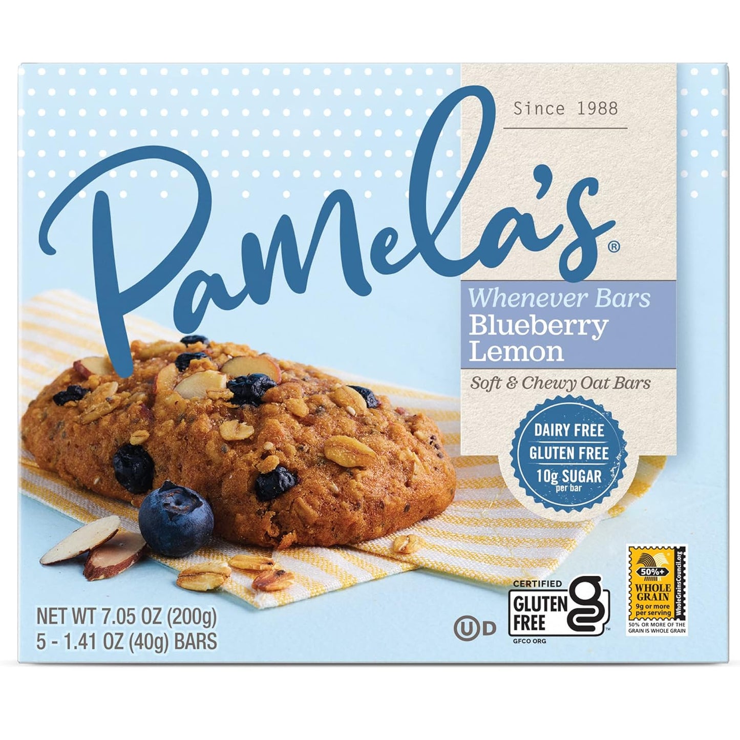 Pamela's Gluten Free Whenever Bars, Blueberry Lemon, 30 Count