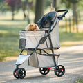 Pet Stroller with Mesh Canopy and 360 Front Wheel - Compact Ride