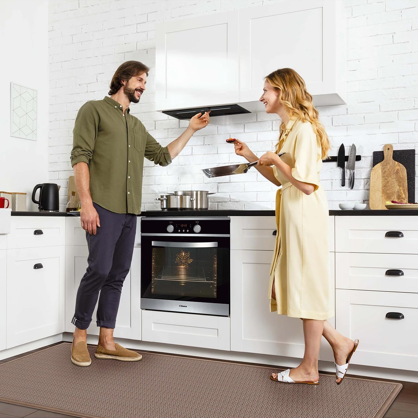 GOYLSER 5ft Kitchen Runner Rug Non Skid Washable Light Brown