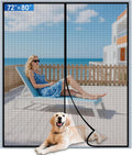 Upgraded PET Magnetic Screen Door 72in x 80in - Hands Free, Pet