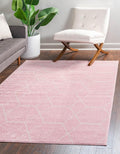 Unique Loom Trellis Frieze Area Rug 10 ft x 13 ft - Light Pink/ Ivory