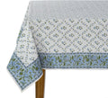 Ridhi Powder Blue Hand Block Print Cotton Rectangle Tablecloth 70 x