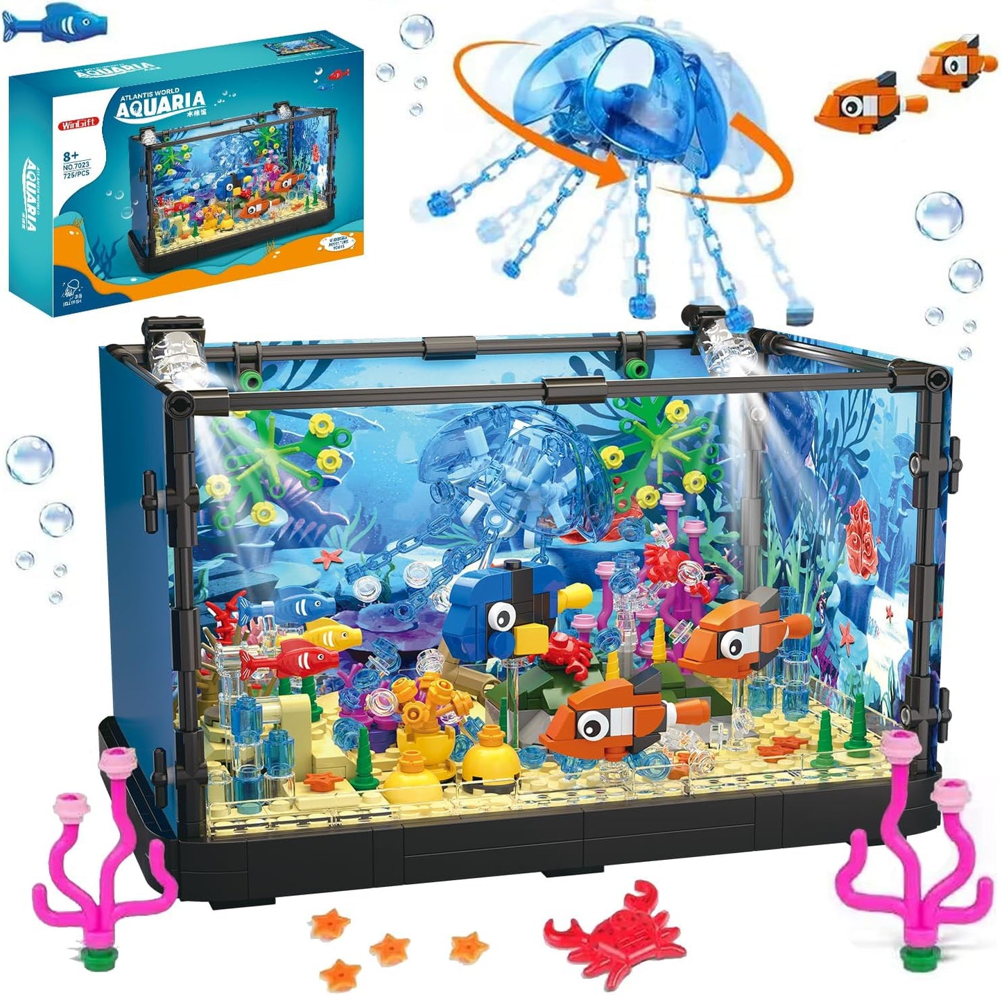 725 Piece Fish Tank Building Block Set for Kids and Adults