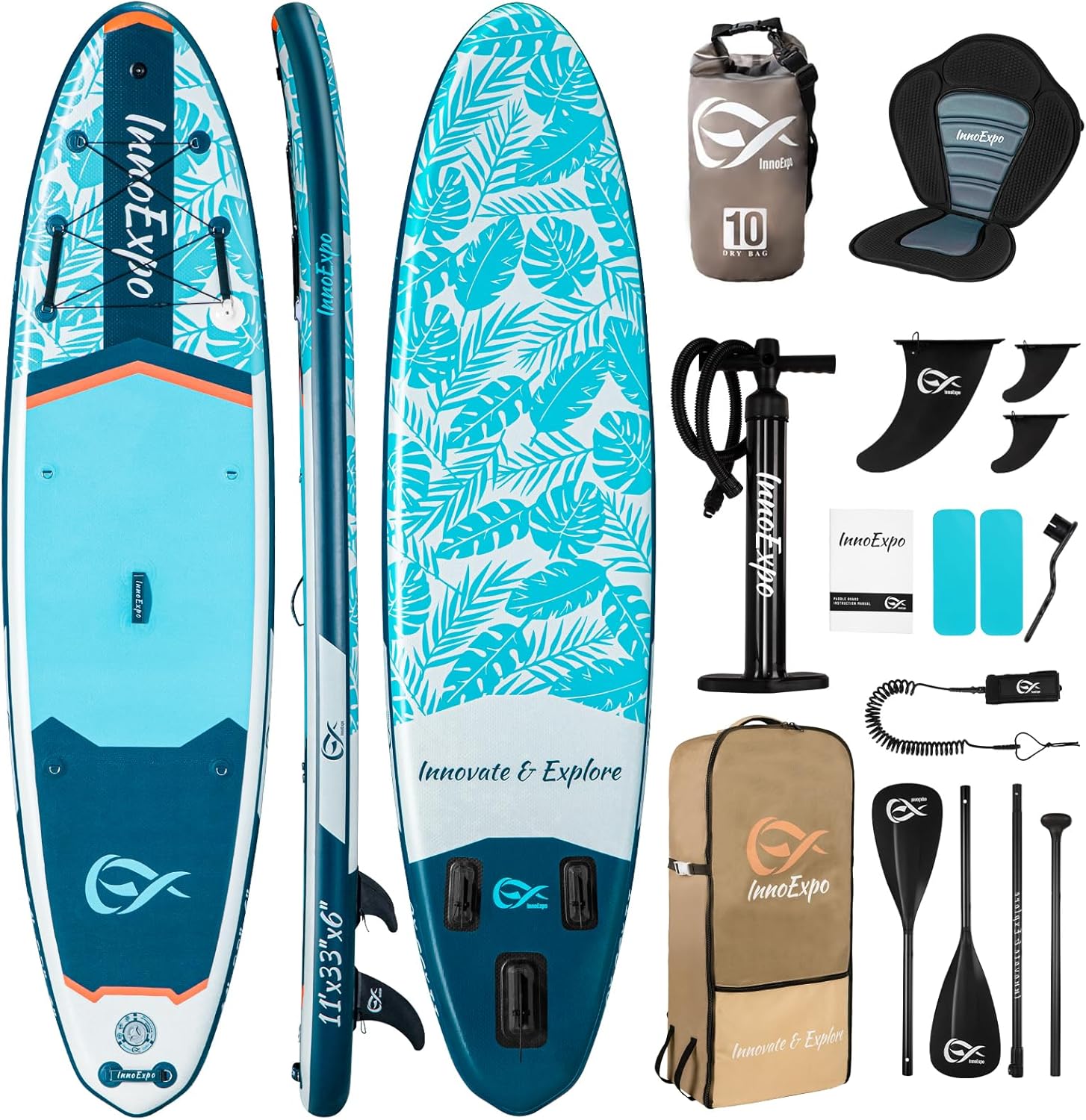 InnoExpo 11ft Inflatable Stand Up Paddle Board for All Levels