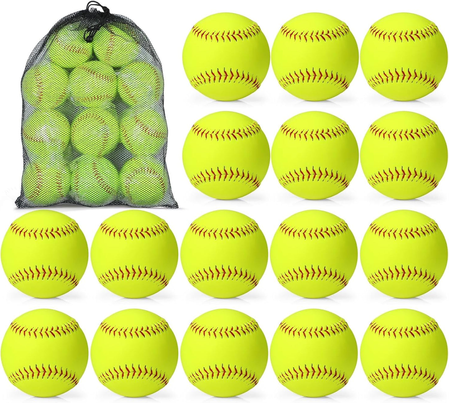 Lewtemi 18 Pack Yellow Sports Practice Softballs for Training