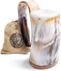 Norse Tradesman Horn Mug - 12 oz Handcrafted Ox-Horn Tankard