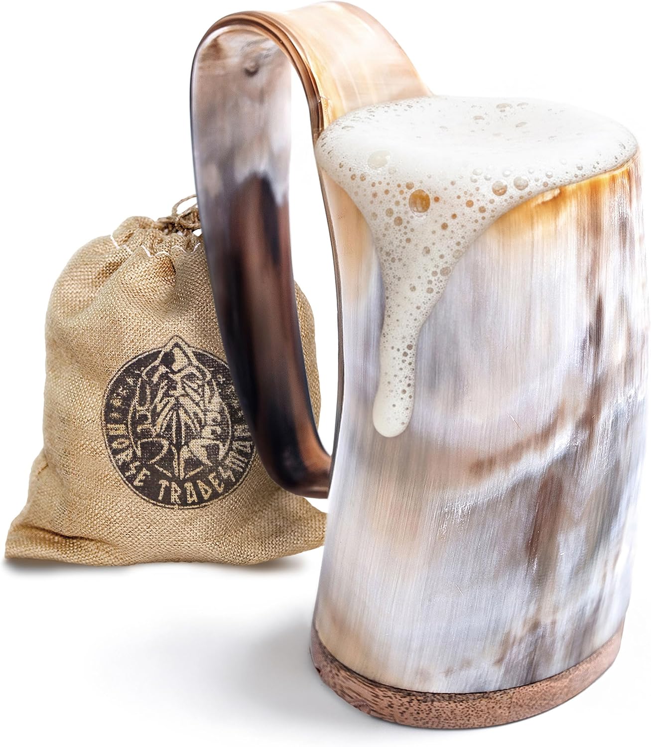 Norse Tradesman Horn Mug - Handcrafted 12 oz Ox-Horn Tankard