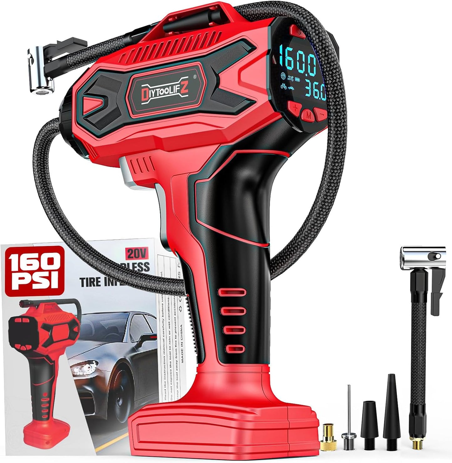 160PSI Cordless Tire Inflator for Fast Inflation and Control