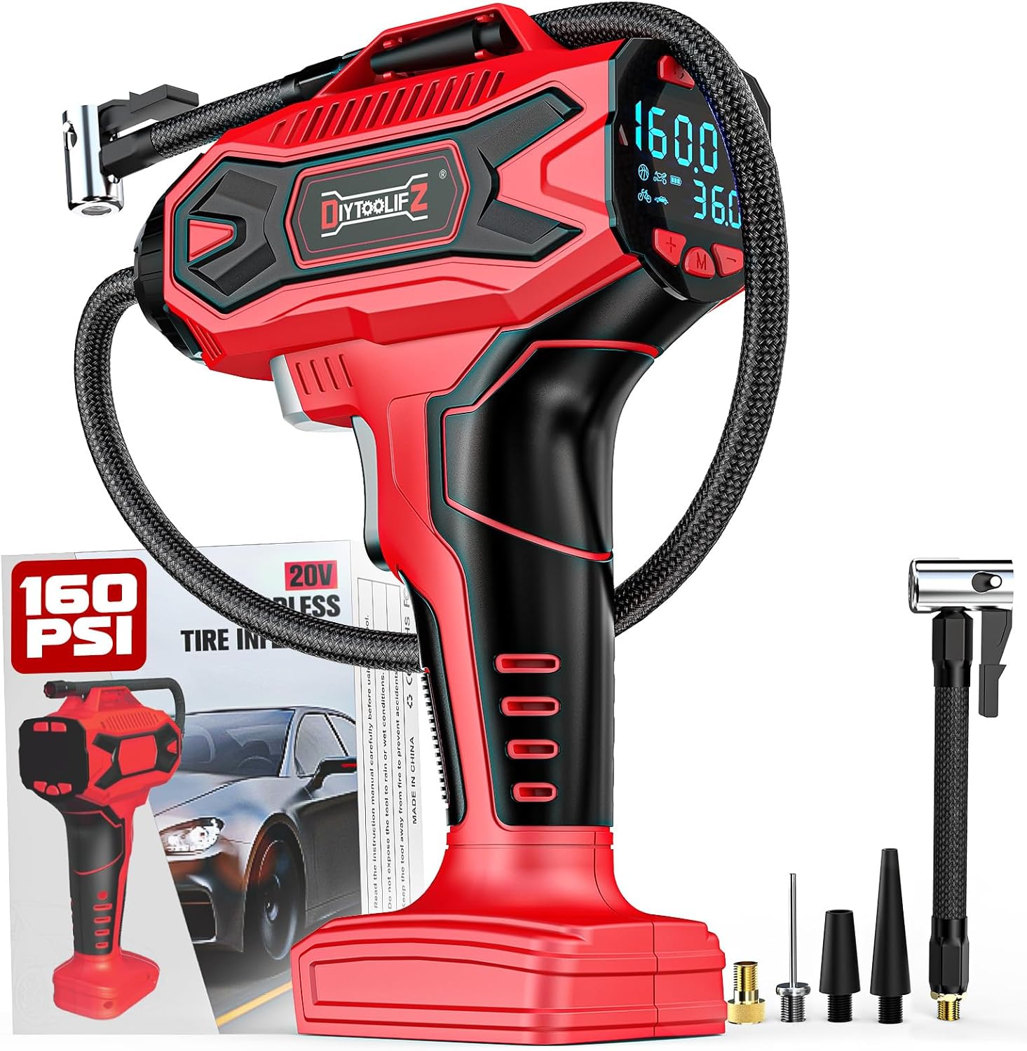 160PSI Cordless Tire Inflator for Fast Inflation and Control
