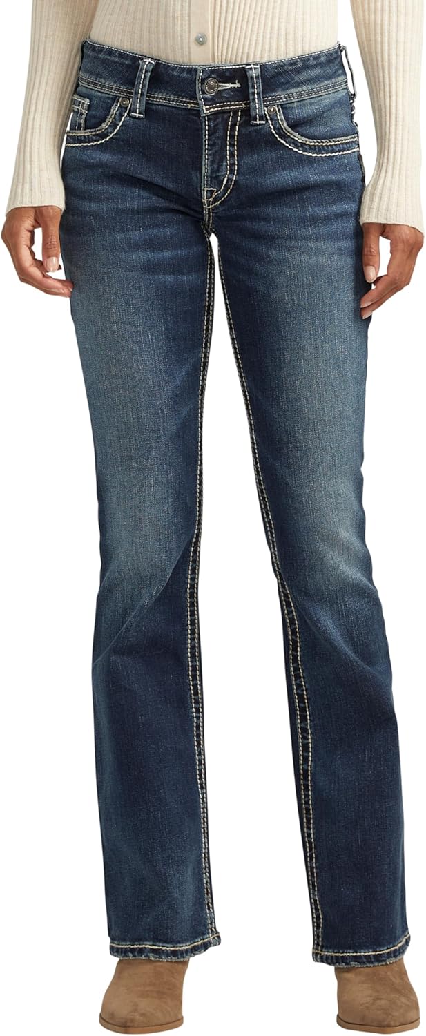 Suki Mid Rise Curvy Fit Bootcut Jeans for Women in Indigo Wash