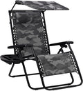 Camouflage Folding Zero Gravity Recliner Patio Chair - Canopy Shade