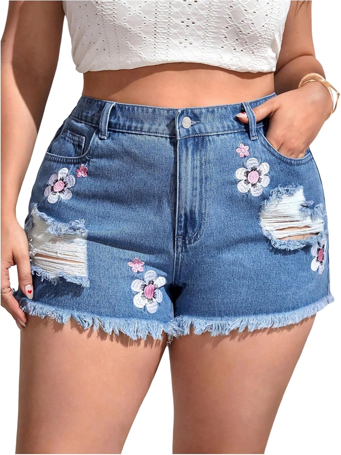 Ripped Distressed Skinny Denim Shorts for Women - Stylish Summer Wear