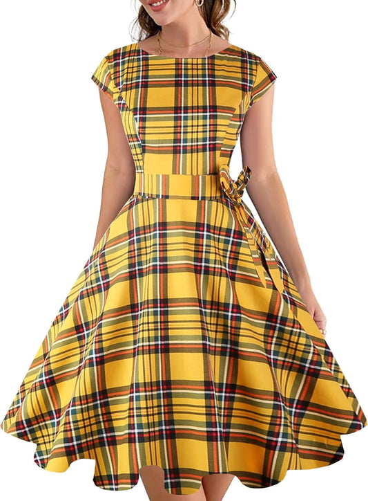 Vintage Swing Cocktail Party Dress with Pockets for Women