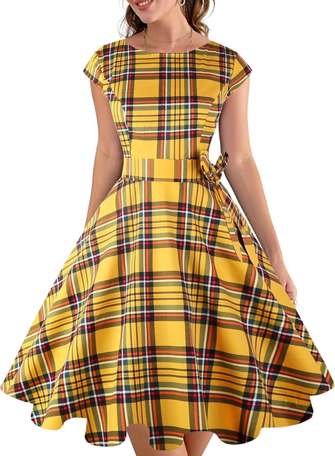 Vintage Swing Cocktail Party Dress with Pockets for Women