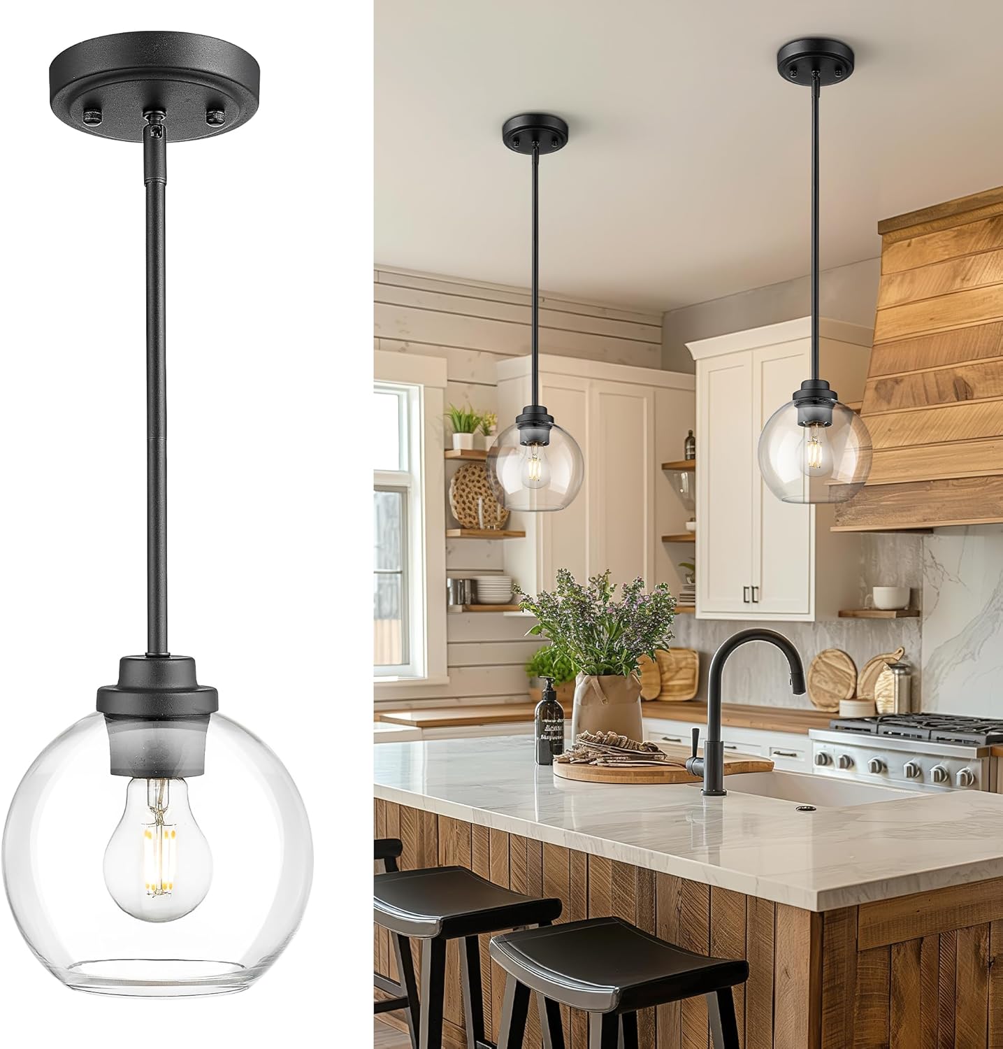 Matte Black Pendant Light Fixture for Modern Home Decor
