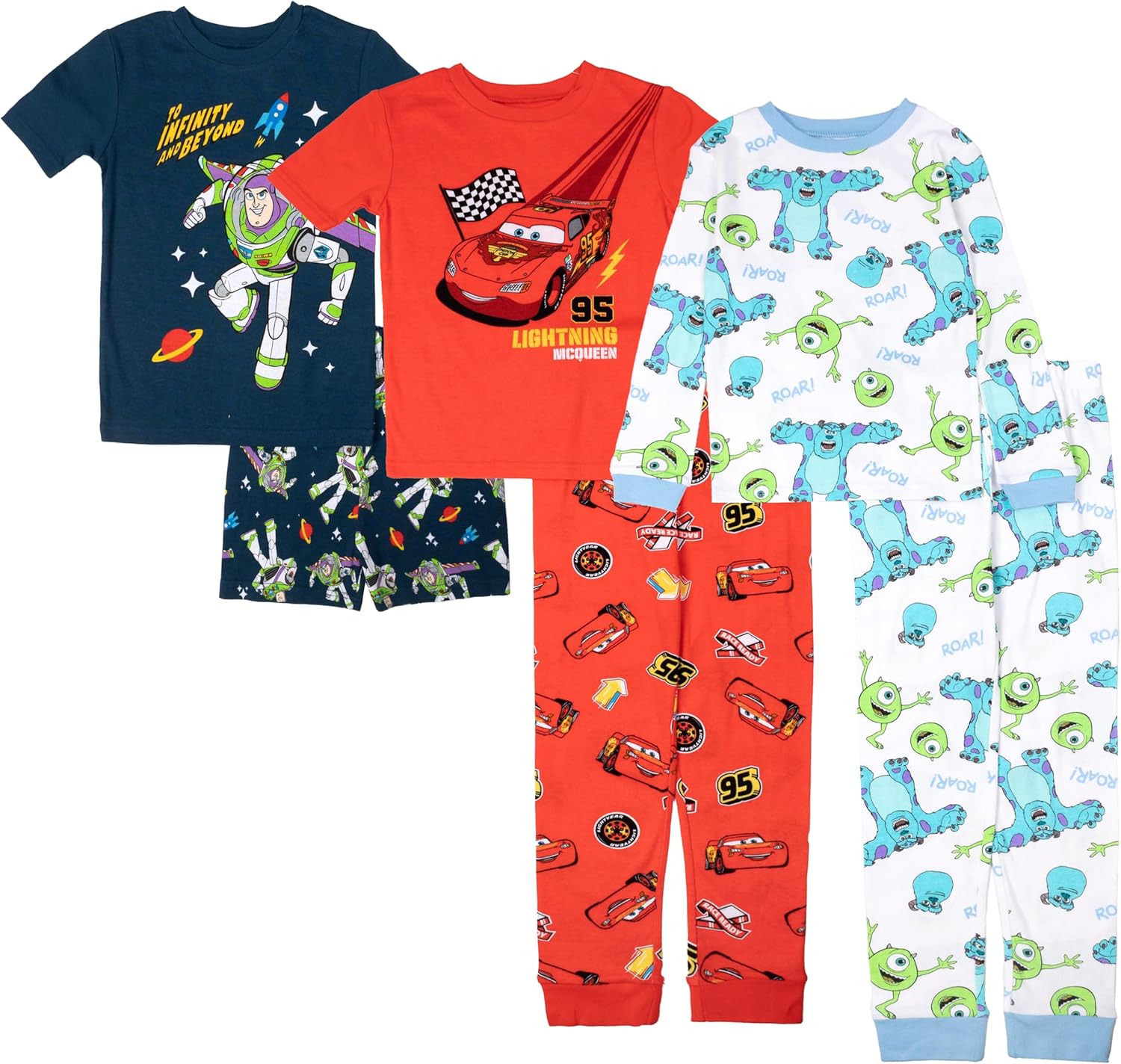 Disney Pixar 6-Piece Snug-Fit Cotton Pajama Set for Kids