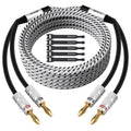14 AWG Speaker Cable 50 ft with Gold-Plated Banana Plugs - Heavy Duty