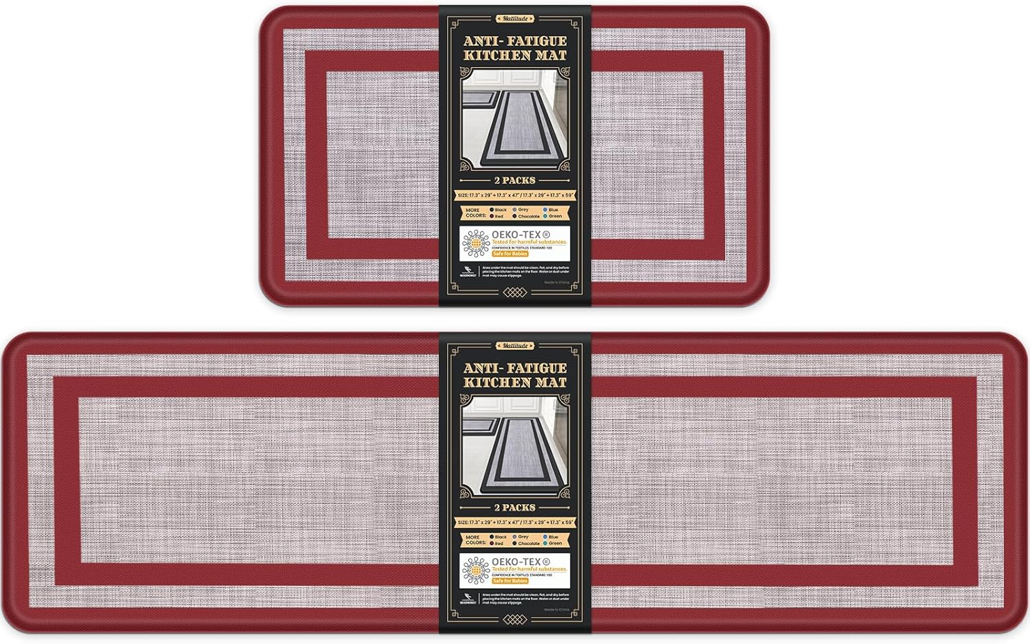 Mattitude Kitchen Mats Set of 2 Cushioned Anti-Fatigue Rugs