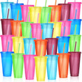 Honeydak 30 Pack Tumbler with Straw and Lid - Bulk Glitter Plastic