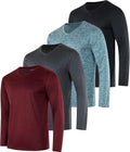 Men's Dry Fit Long Sleeve V-Neck 4-Pack - UPF 50+ Protection Clothing