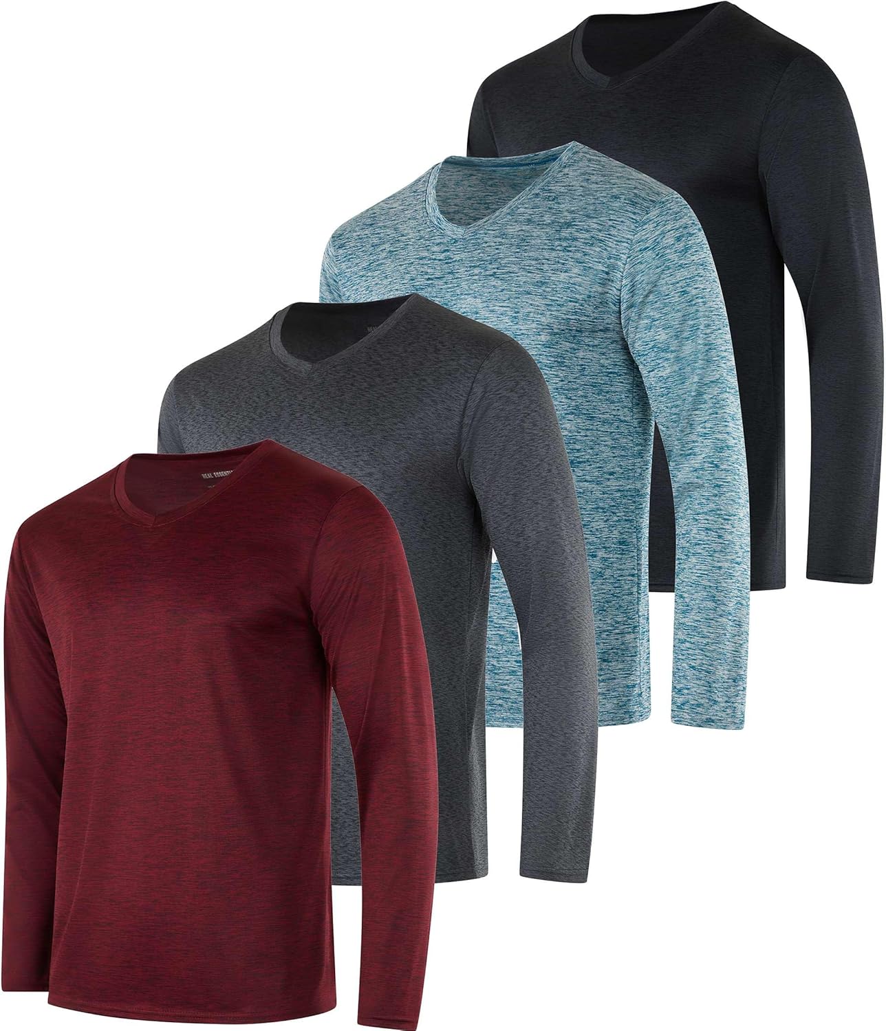Men's Dry Fit Long Sleeve V-Neck T-Shirts for Outdoor Activities