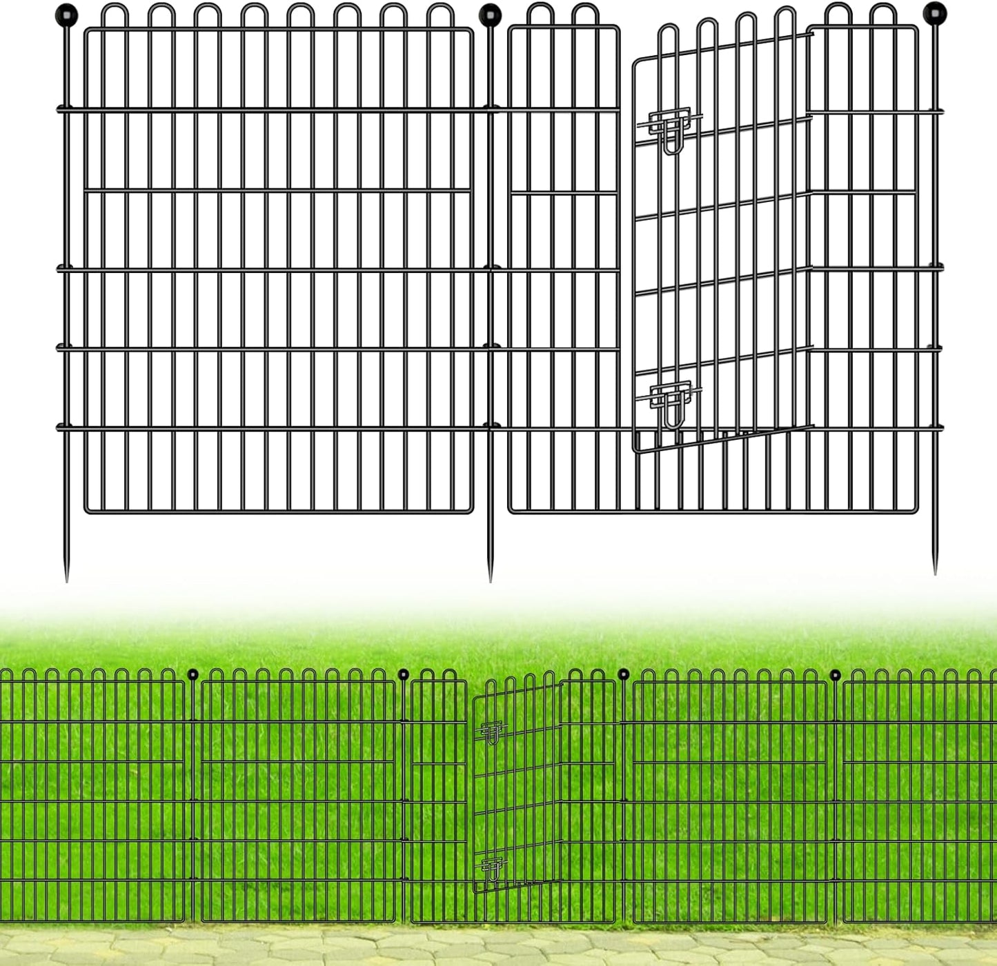 10 Panels No Dig Decorative Garden Fence with Gate for Yard