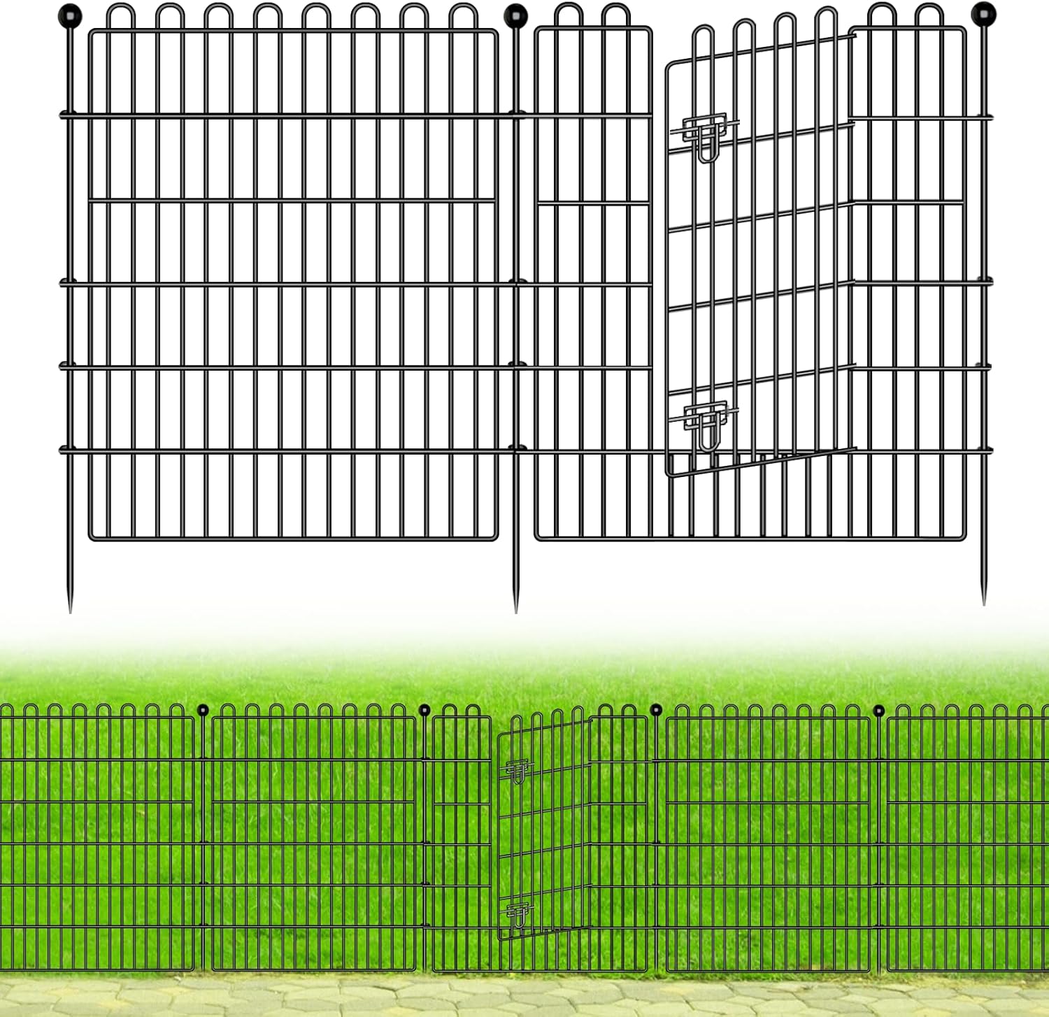 10 Panels No Dig Decorative Garden Fence with Gate for Yard