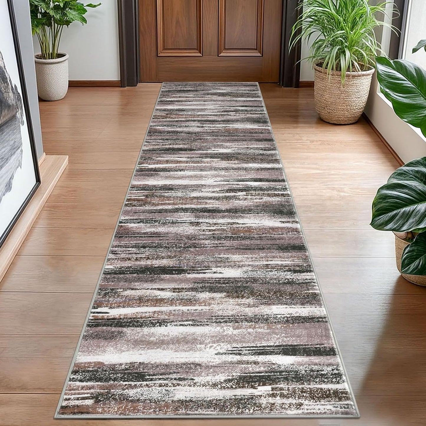 Modern Abstract Hallway Runner Rug for Entryway and Bedroom