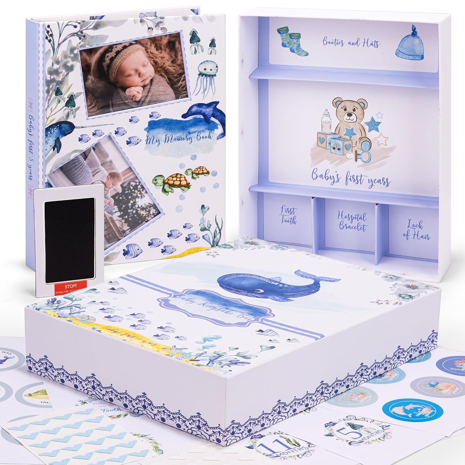 Under the Sea Baby Memory Book with Keepsake Box and Stickers