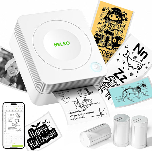 Nelko Portable Sticker Maker - Bluetooth, 3 Paper Rolls