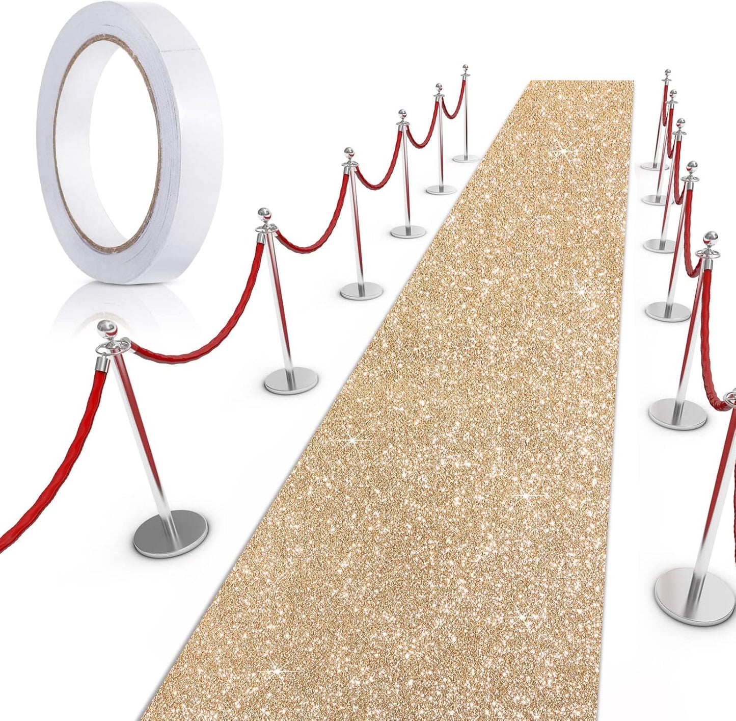 Glitter Gold Carpet Runner Rug for Weddings and Parties