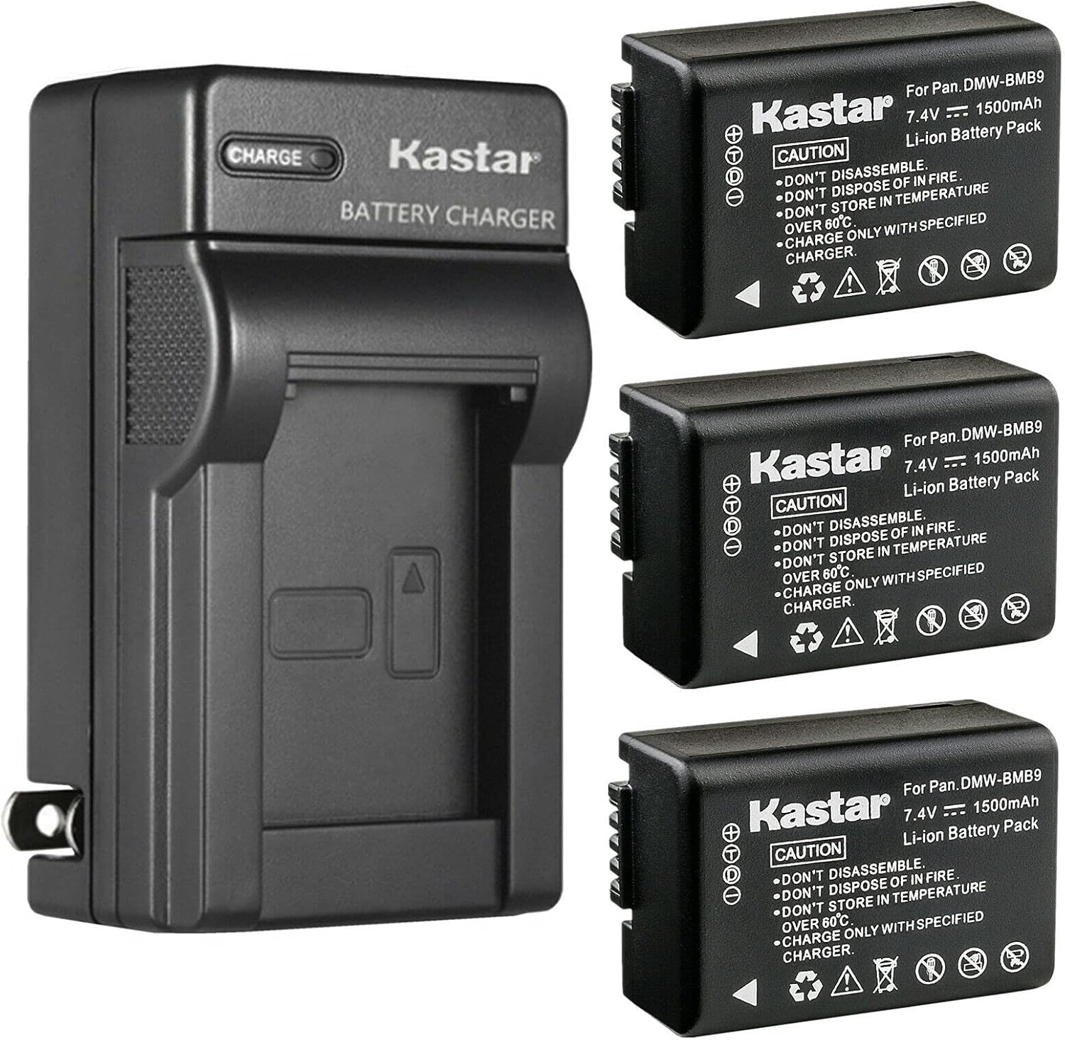 Kastar 3-Pack Battery and AC Wall Charger for Panasonic Cameras