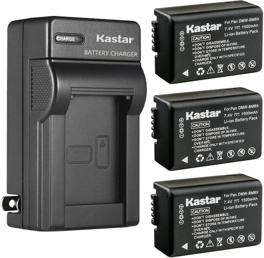 Kastar 3-Pack Battery and AC Wall Charger for Panasonic Cameras