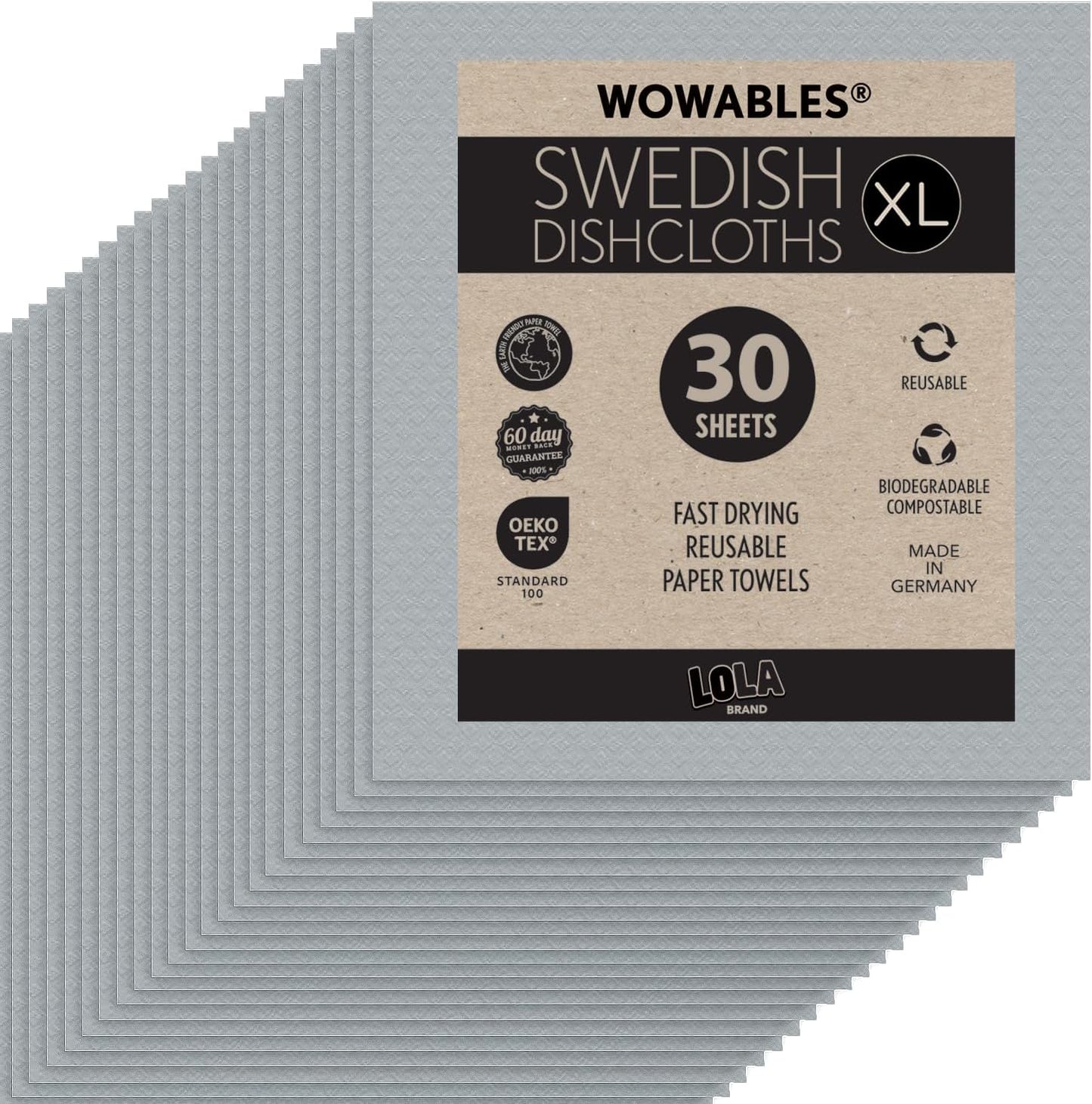 LOLA Wowables XL Swedish Dishcloths - Eco-Friendly Cleaning Cloths