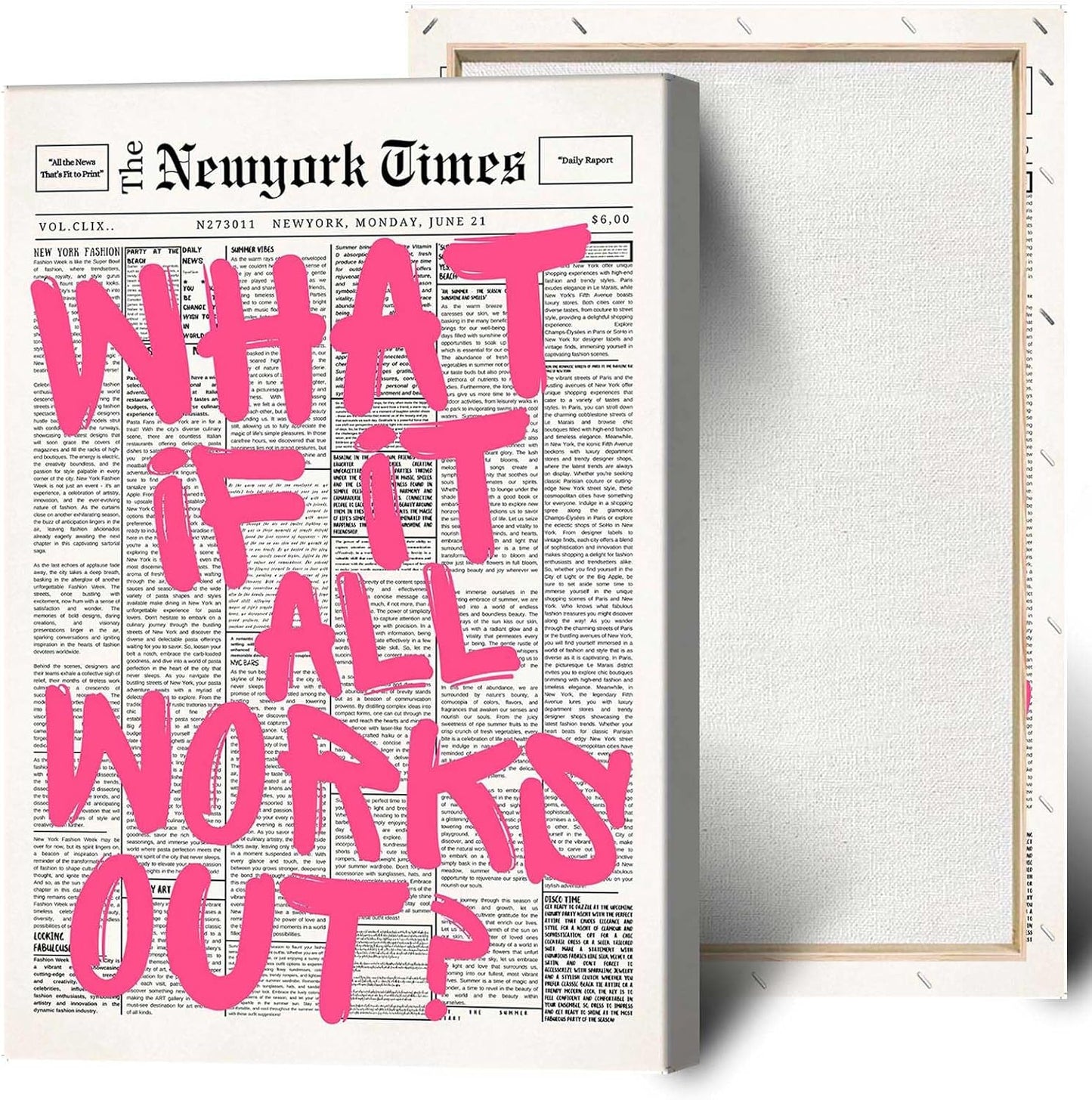 Drimiler Retro Newspaper Pink Font Poster for Home Decor
