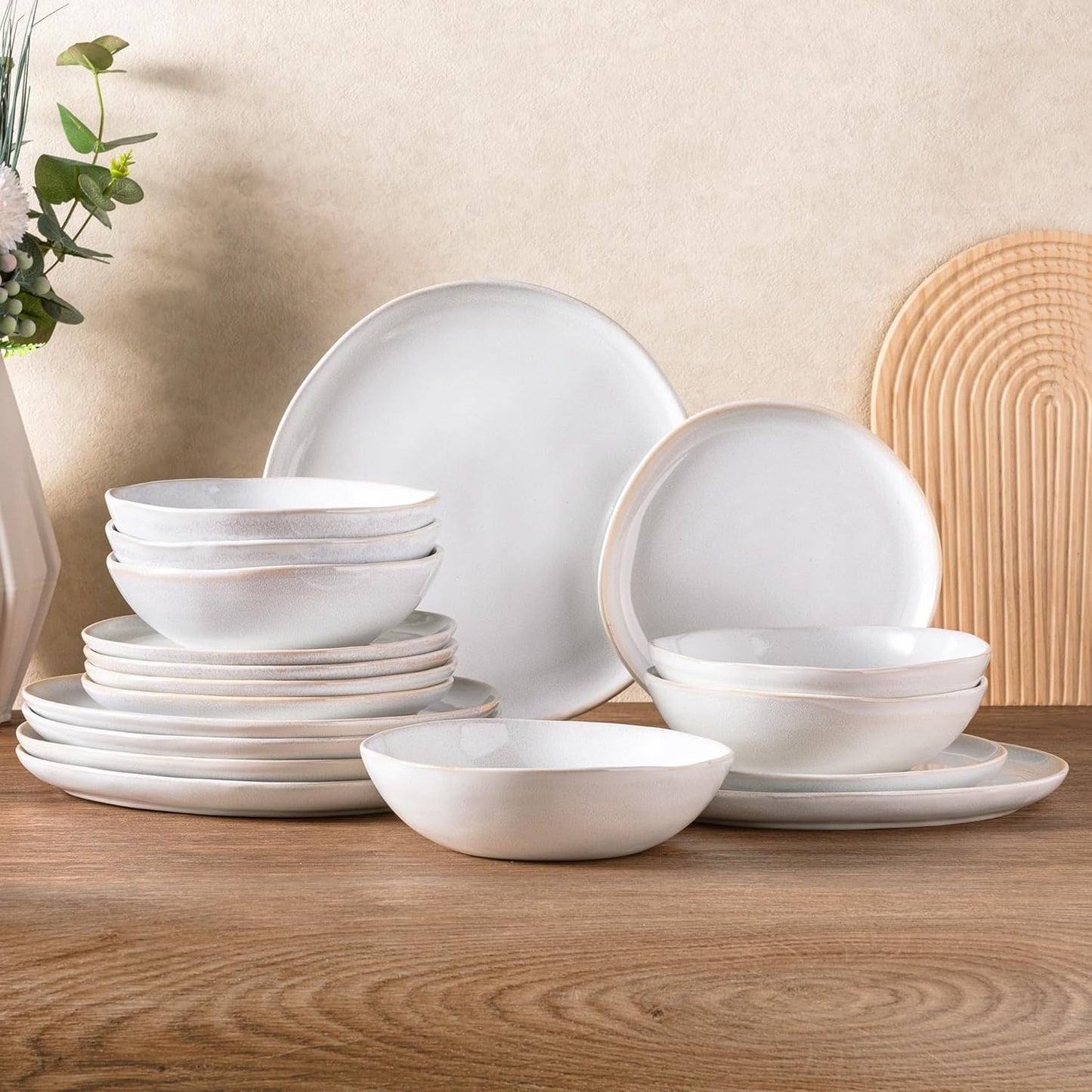 AmorArc Handmade Reactive Glaze Dinnerware Set for 6 People