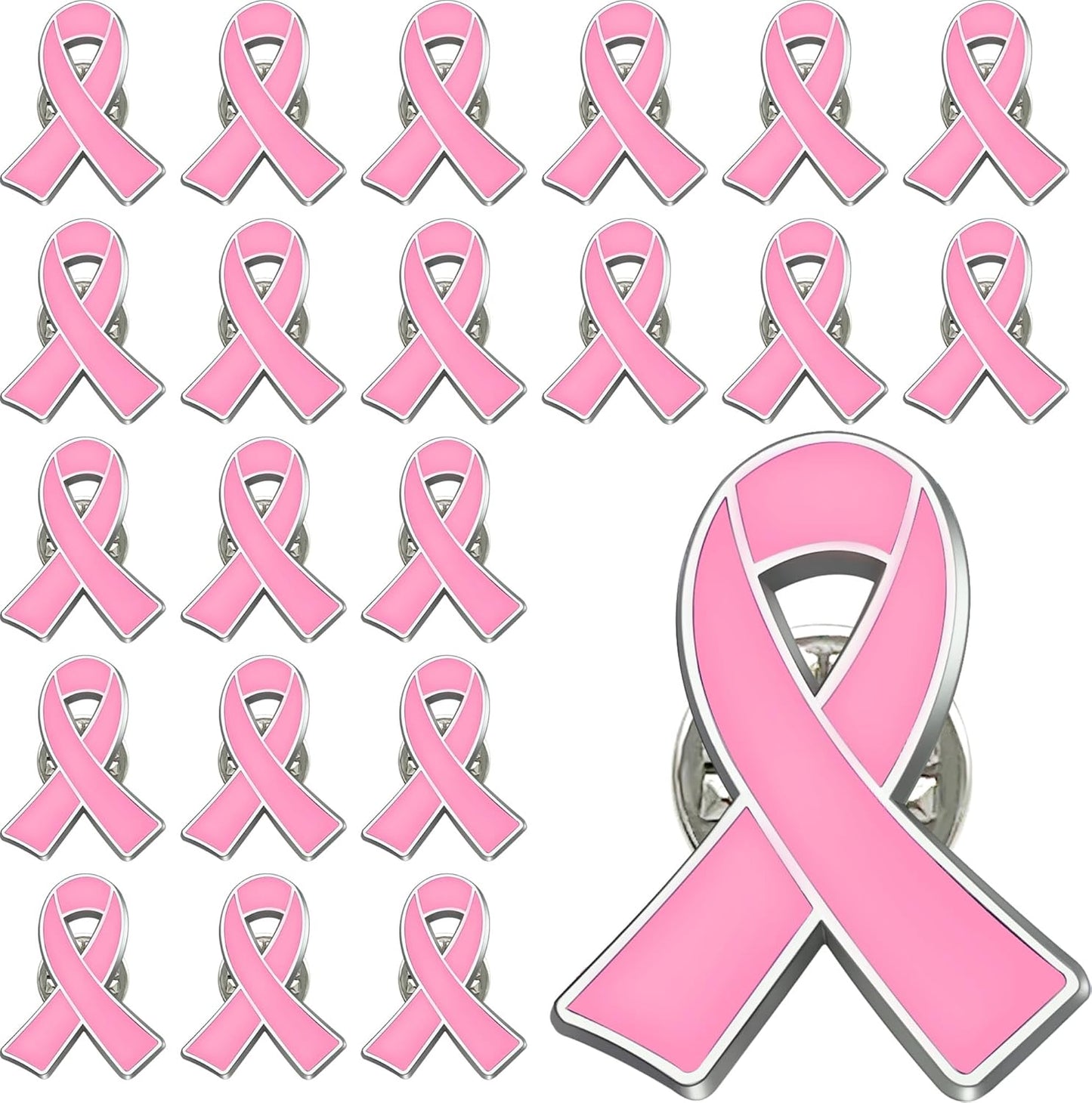 Pink Ribbon Pins for Breast Cancer Awareness - Enamel Lapel Pins