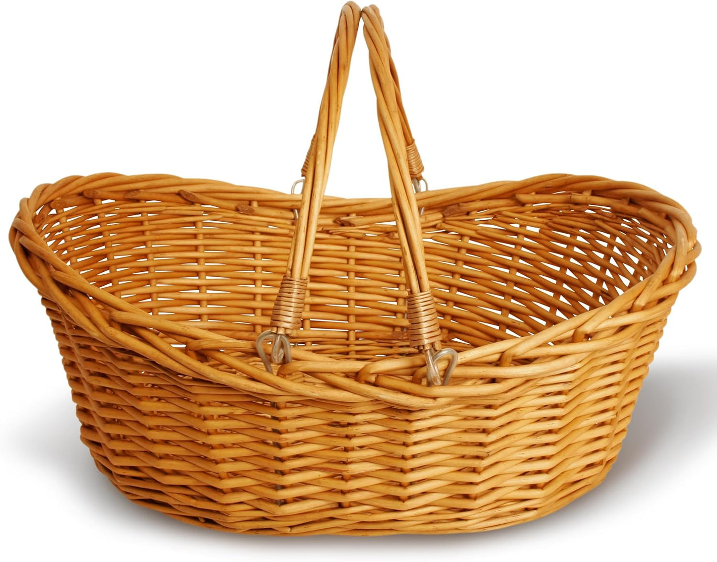 Large Light Brown Hand Woven Wicker Basket for Storage and More