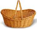 Large Light Brown Hand Woven Wicker Basket with Handles - Spacious