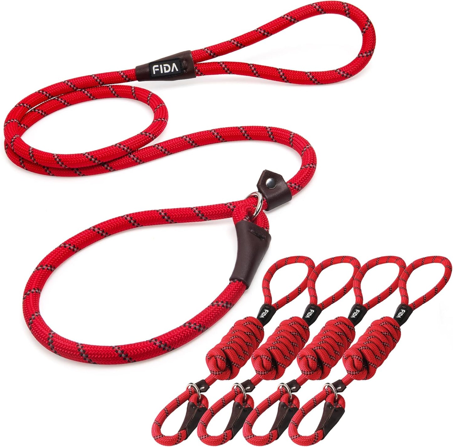 Fida Durable Slip Lead Pack of 5 for Training Large Dogs