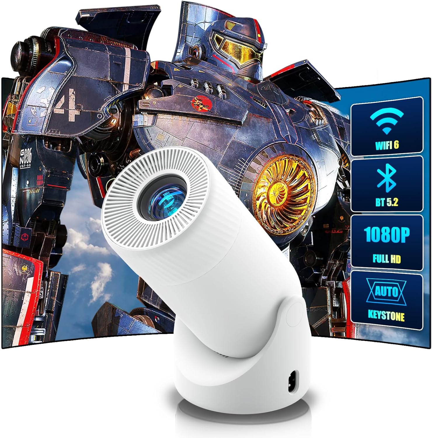 Portable WiFi 6 Mini Projector - Full HD, 200 Display