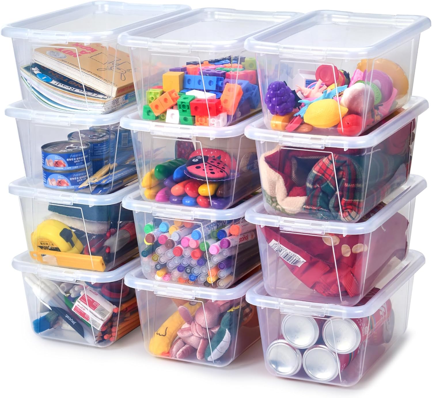 GAMENOTE Clear Plastic Storage Bins with Lids for Organizing