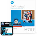 HP 63 Black Ink Everyday Photo Paper, Glossy 25 Sheets - Sharp Photo