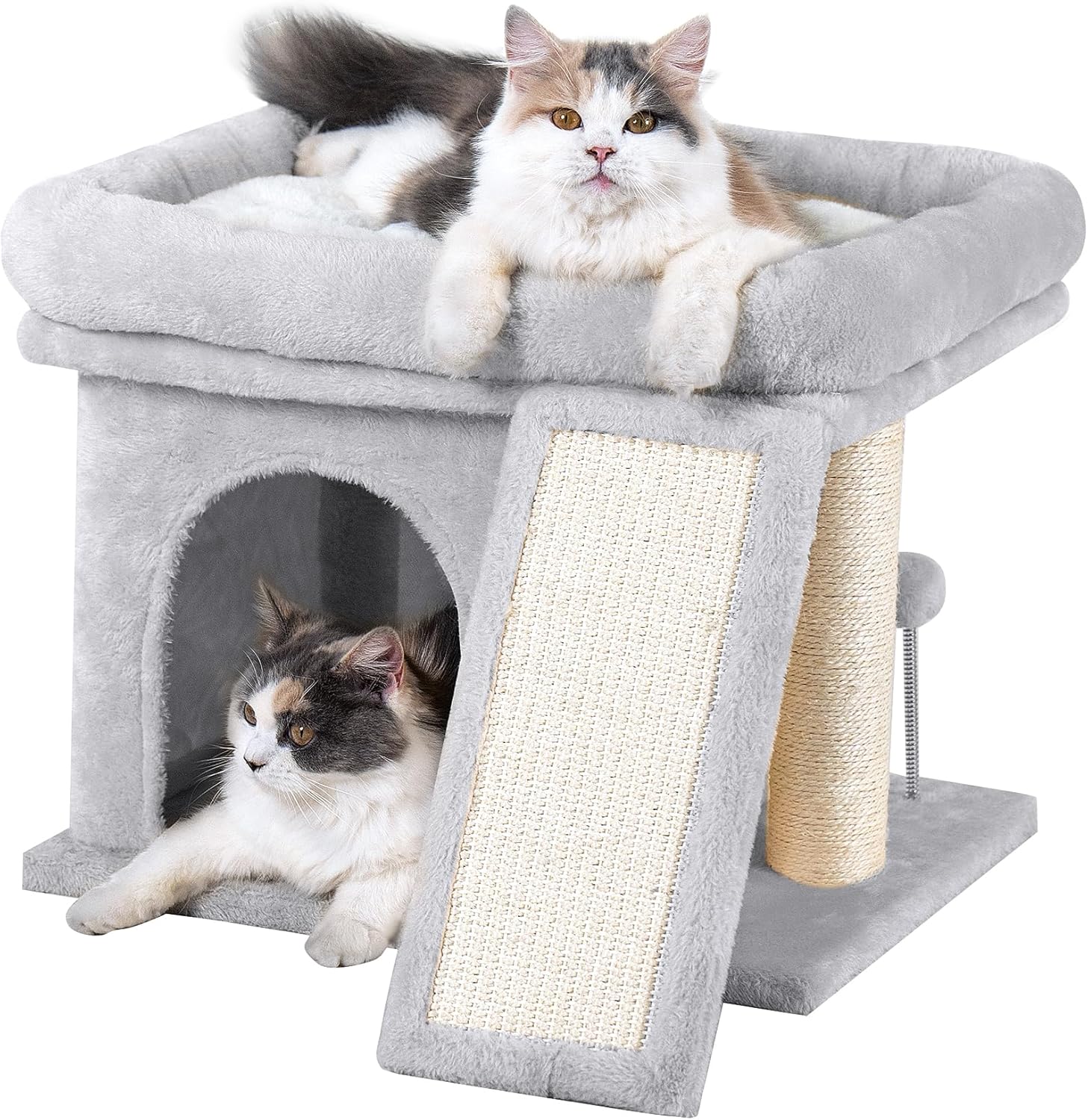 14in Cat Tree Tower with Spacious Perch Bed for Large Cats