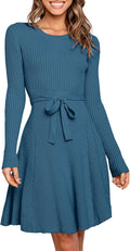 ANRABESS Long Sleeve Midi Sweater Dress - Flattering A-Line Fit