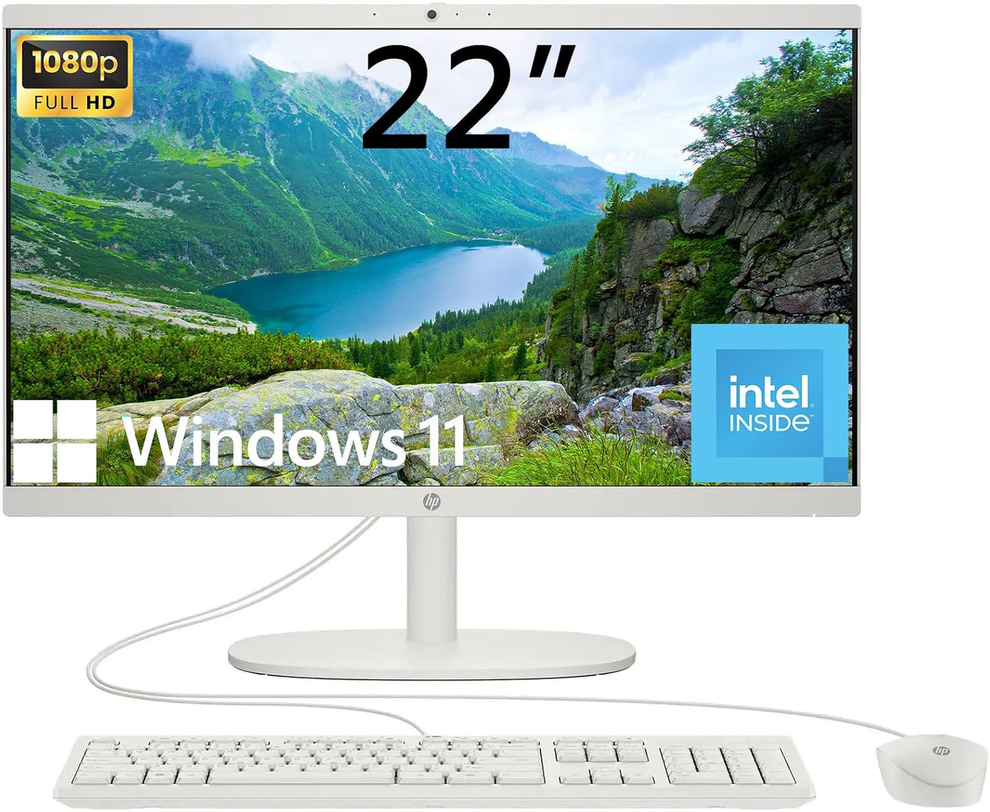 HP All-in-One Desktop Computer with 21.5in FHD Display