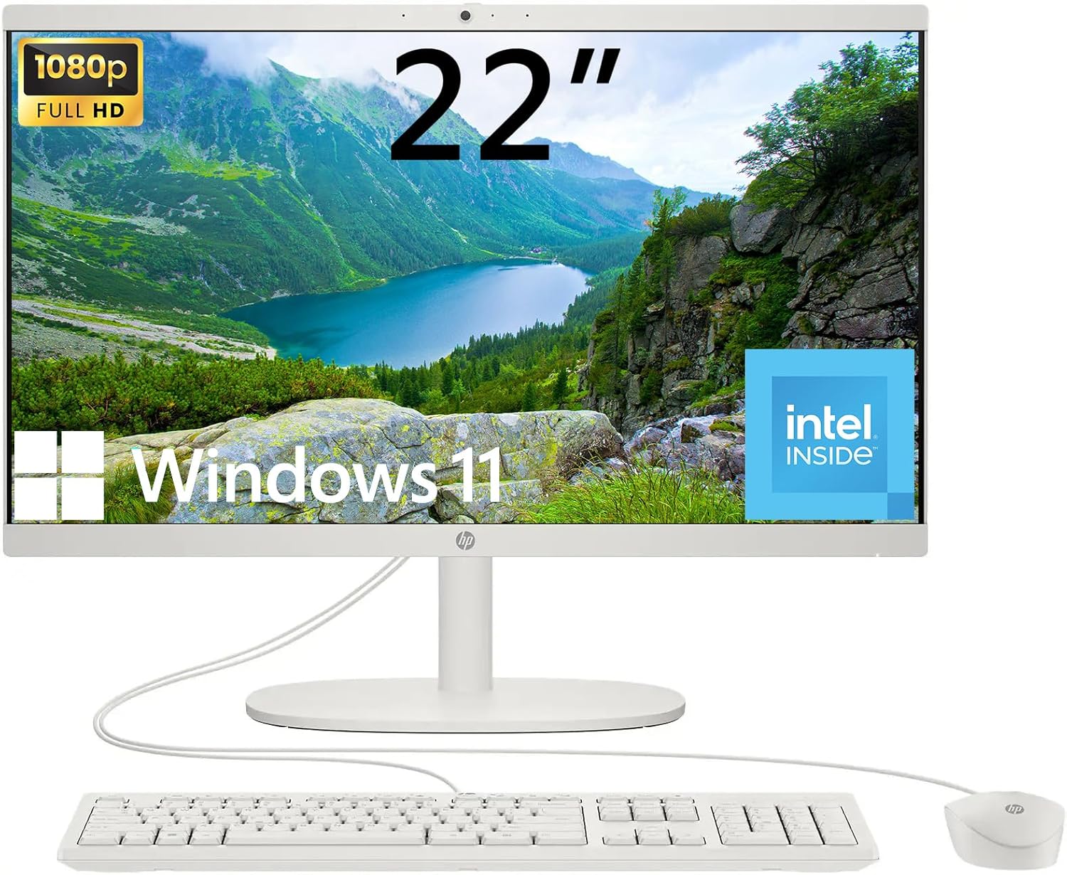 HP All-in-One Desktop Computer with 21.5in FHD Display