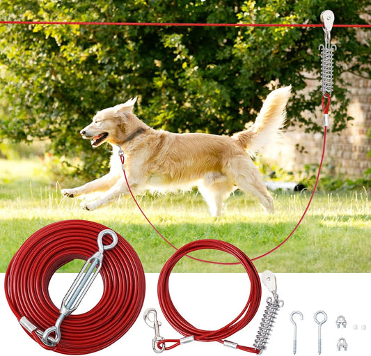 200FT Dog Runner for Large Dogs - Heavy Duty Trolley System