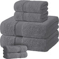 Gray Bath Towel Set of 6 - 100% Cotton Highly Absorbent Towels